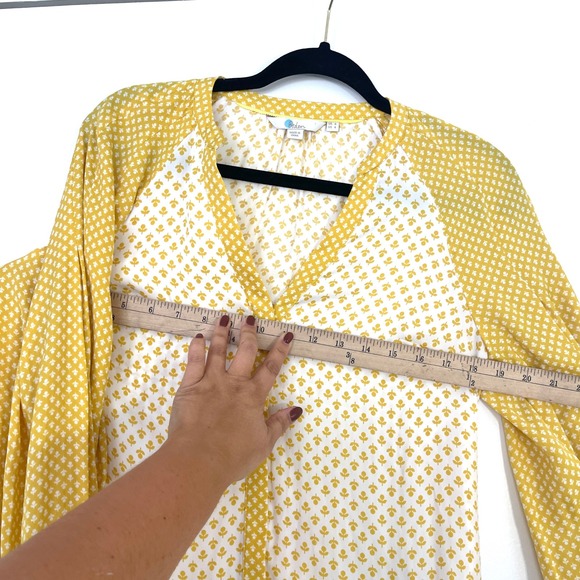 Boden Women's Harriet Blouse US 4 Yellow Floral Print‎ Long Balloon Sleeve Top - Picture 9 of 10